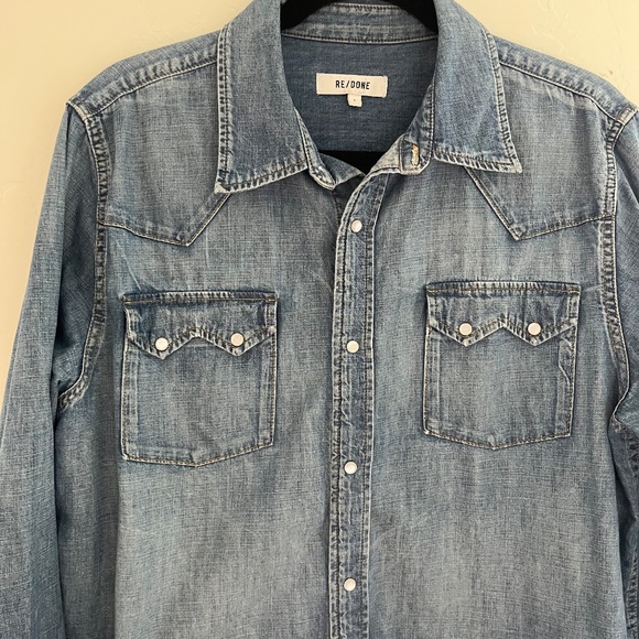 Re/Done pearl snap denim shirt, size L - Picture 2 of 6